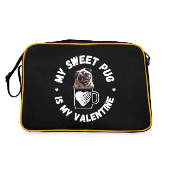 Mein süßer Mops ist mein Valentinstag - Retro Tasche - Schwarz/Gold - Hinten