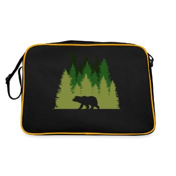 Tierwelt Natur Tier Bär Im Freien - Retro Tasche - Schwarz/Gold - Hinten