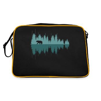 Tierwelt Natur Tier Bär Im Freien - Retro Tasche - Schwarz/Gold - Hinten