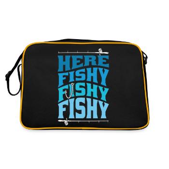 Hier Fishy Fishy Design - Retro Tasche - Schwarz/Gold - Hinten