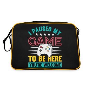 J’ai mis mon jeu en pause pour être ici, vous êtes les bienvenus - Sac Retro - noir/or - Dos