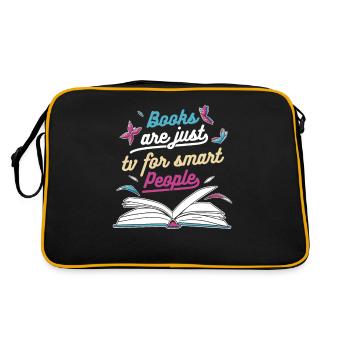 Bücher Buch lesen Bücherei Bibliothek Bücherwurm - Retro Tasche - Schwarz/Gold - Hinten