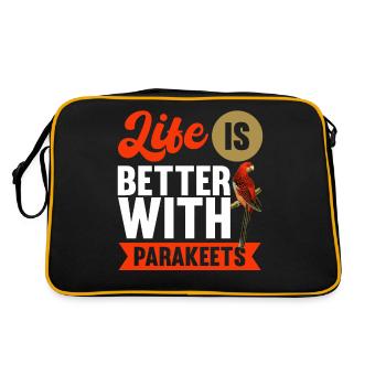 Life is better with parakeets - Retro Bag - black/gold - Back