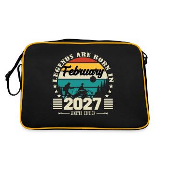 Februar 2027. Geburtstagsgeschenk Februar 2027. - Retro Tasche - Schwarz/Gold - Hinten
