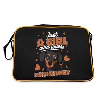 Dackel Hund - Retro Tasche - Schwarz/Gold - Hinten