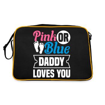 Pink or Blue Daddy loves you - Retro Bag - black/gold - Back