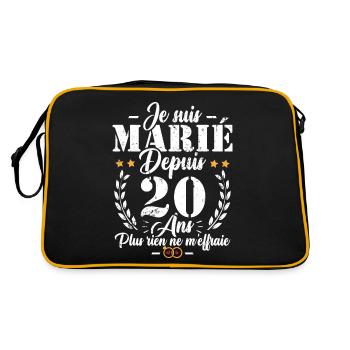 Je suis marié depuis 20 ans, Cadeau 20 mariage - Sac Retro - noir/or - Dos