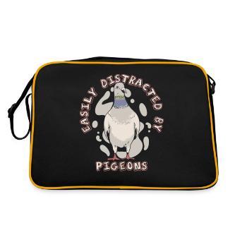 Taube Tauben Tier Vogel - Retro Tasche - Schwarz/Gold - Hinten