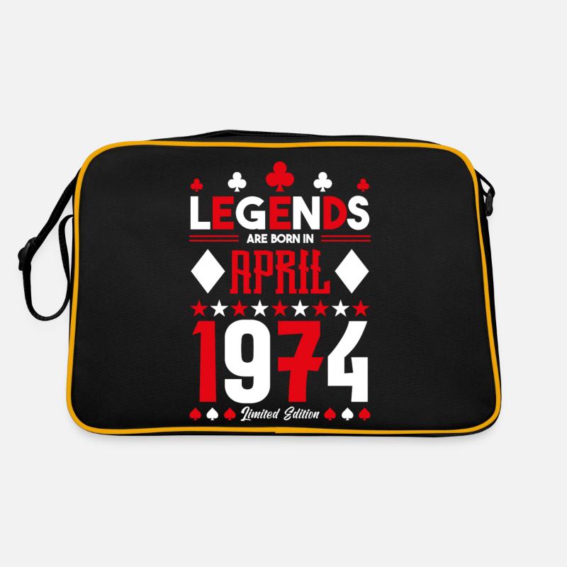 Geburtstagsgeschenk April 1974. Kartenspiele. - Retro Tasche - Schwarz/Gold