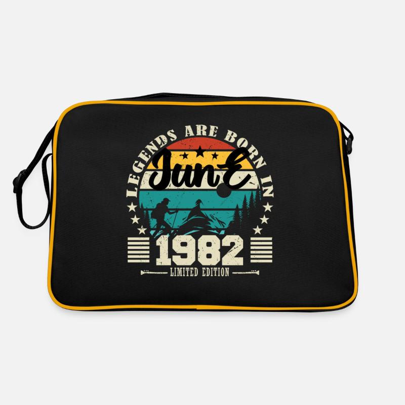 Juni 1982. Geburtstagsgeschenk Juni 1982. Juni. - Retro Tasche - Schwarz/Gold