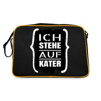 humor streunerkatze statement hauskatze tier - Retro Tasche - Schwarz/Gold - Hinten