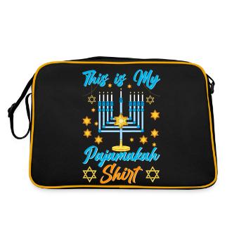 Chanukka Hanukka Dreidel Latkes Hanukkah - Retro Tasche - Schwarz/Gold - Hinten