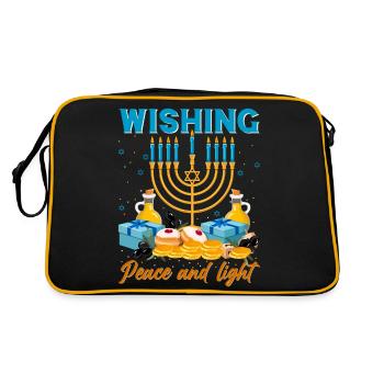 Chanukka Hanukka Dreidel Latkes Hanukkah - Retro Tasche - Schwarz/Gold - Hinten
