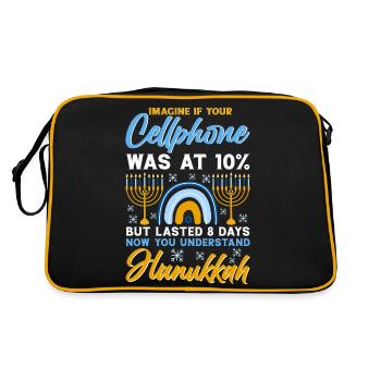 Chanukka Hanukka Dreidel Latkes Hanukkah - Retro Tasche - Schwarz/Gold - Hinten