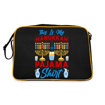 Chanukka Hanukka Dreidel Jüdisches Fest - Retro Tasche - Schwarz/Gold - Hinten