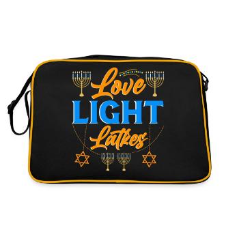 Chanukka Hanukka Dreidel Latkes Hanukkah - Retro Tasche - Schwarz/Gold - Hinten