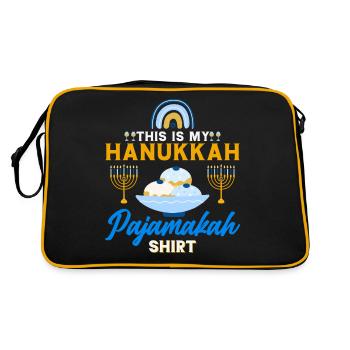 Chanukka Hanukka Dreidel Latkes Hanukkah - Retro Tasche - Schwarz/Gold - Hinten