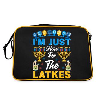 Chanukka Hanukka Dreidel Latkes Hanukkah - Retro Tasche - Schwarz/Gold - Hinten