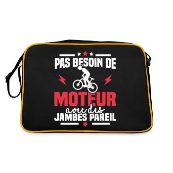 Humour cycliste, pas besoin de moteur - Sac Retro - noir/or - Dos