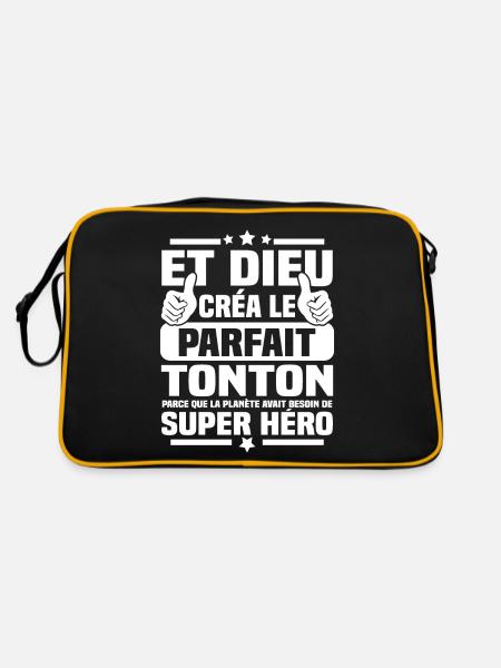 Et dieu créa le tonton parfait - cadeau humour - Sac Retro - noir/or - Dos
