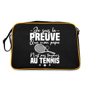 Preuve que mon papa tennis, Humour tennis - Sac Retro - noir/or - Dos