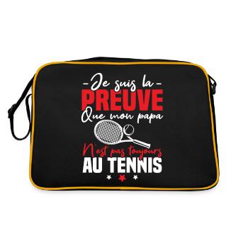Preuve que mon papa tennis, Humour tennis - Sac Retro - noir/or - Dos