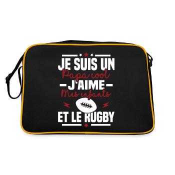 Papa cool j aime mes enfants et le rugby - Sac Retro - noir/or - Dos