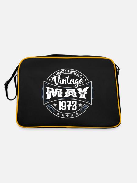 Mai 1973. Geburtstagsgeschenk Mai 1973. Mai - Retro Tasche - Schwarz/Gold - Hinten