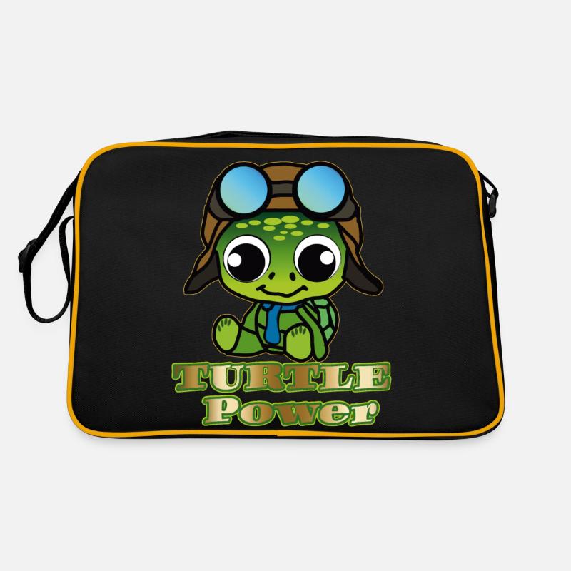 Turtle Power - Retro Tasche - Schwarz/Gold