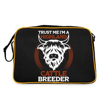 Schottische Hochlandrinder Highland Cattle - Retro Tasche - Schwarz/Gold - Hinten