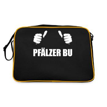 Pfalz Pfälzer Rheinland Pfalz - Retro Tasche - Schwarz/Gold - Hinten