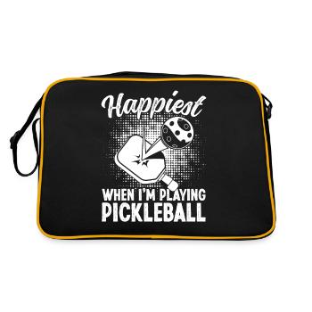 Le plus heureux quand je joue au pickleball - Sac Retro - noir/or - Dos