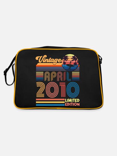 Geburtstag April 2010 April. April 2010 Geschenk. - Retro Tasche - Schwarz/Gold - Hinten