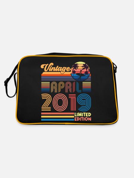 Geburtstag April 2019 April. April 2019 Geschenk. - Retro Tasche - Schwarz/Gold - Hinten