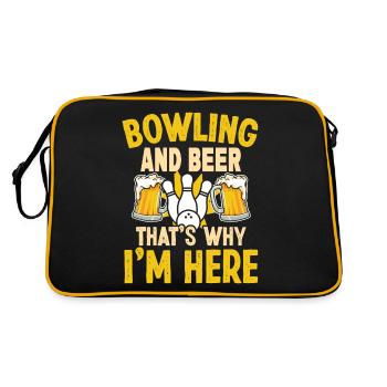 Bowling and Beer bowling Design - Retro Tasche - Schwarz/Gold - Hinten