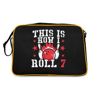 Bowling Design Birthday - Retro Tasche - Schwarz/Gold - Hinten