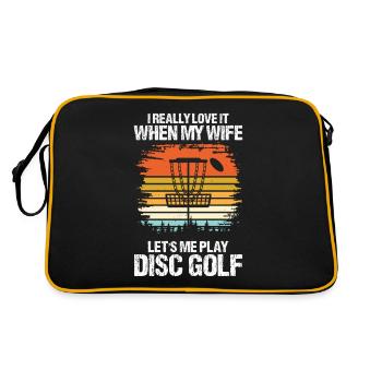Let me play Discgolf - Retro Bag - black/gold - Back