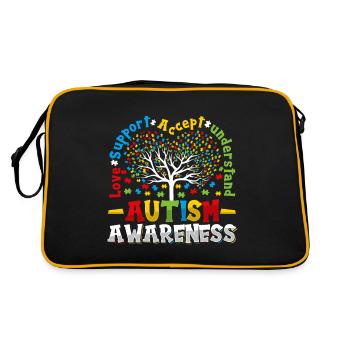 Love support accept understand autism - Retro Bag - black/gold - Back