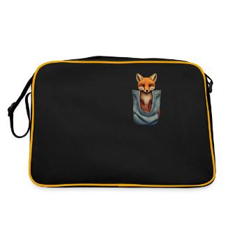 Fox, foxes, wild animal, forest animal, red fox - Retro Bag - black/gold - Back