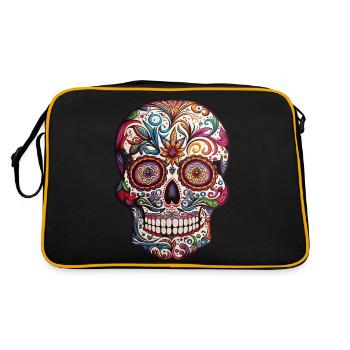 Tête de Mort Colorée style Mexicain - Sac Retro - noir/or - Dos