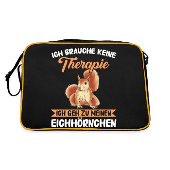 Eichhörnchen Baumhörnchen Squirrel - Retro Tasche - Schwarz/Gold - Hinten