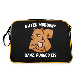 Eichhörnchen Baumhörnchen Squirrel - Retro Tasche - Schwarz/Gold - Hinten
