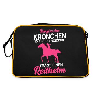 Pferd Reiten Pferdereiten Reiter Pferde Reitsport - Retro Tasche - Schwarz/Gold - Hinten