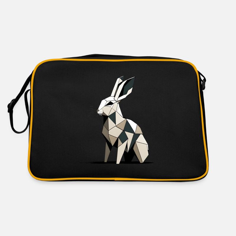 Polygon-Kaninchen - Retro Tasche - Schwarz/Gold