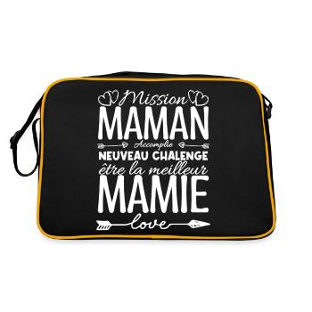 Cadeau Annonce Grossesse Mamie. Mission de maman. - Sac Retro - noir/or - Dos