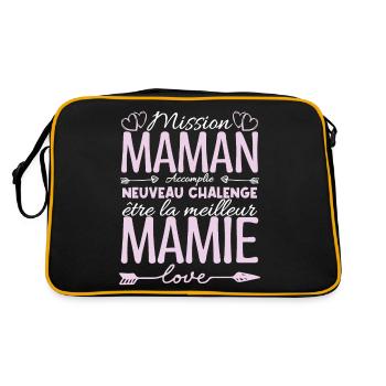 Cadeau Annonce Grossesse Mamie. Mission de maman. - Sac Retro - noir/or - Dos