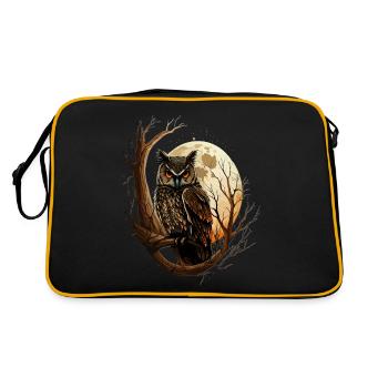 Owl Full Moon Owl in the Forest Night Owl - Retro Bag - black/gold - Back