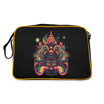 Psychédélique Trip Design Souris Merveilleux Abstrait - Sac Retro - noir/or - Dos