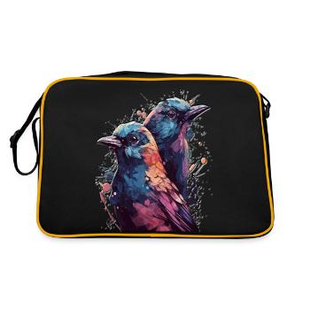 High Gloss Design Bird Birds Bird Colorful Couple - Retro Bag - black/gold - Back