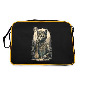 Egypt Cat Smoke with hookah Amazing Design - Retro Bag - black/gold - Back